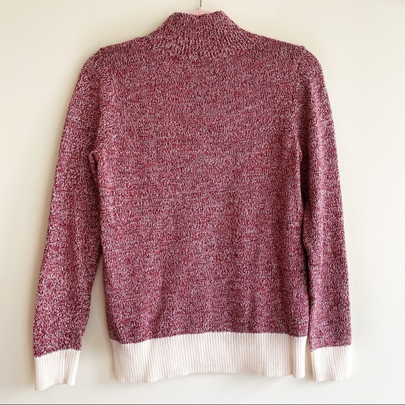 Loft Red & White Turtleneck Sweater - Small - Picture 3 of 3